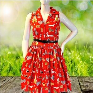 Bernie Dexter Red and White Dog Print Mari Dress 4X